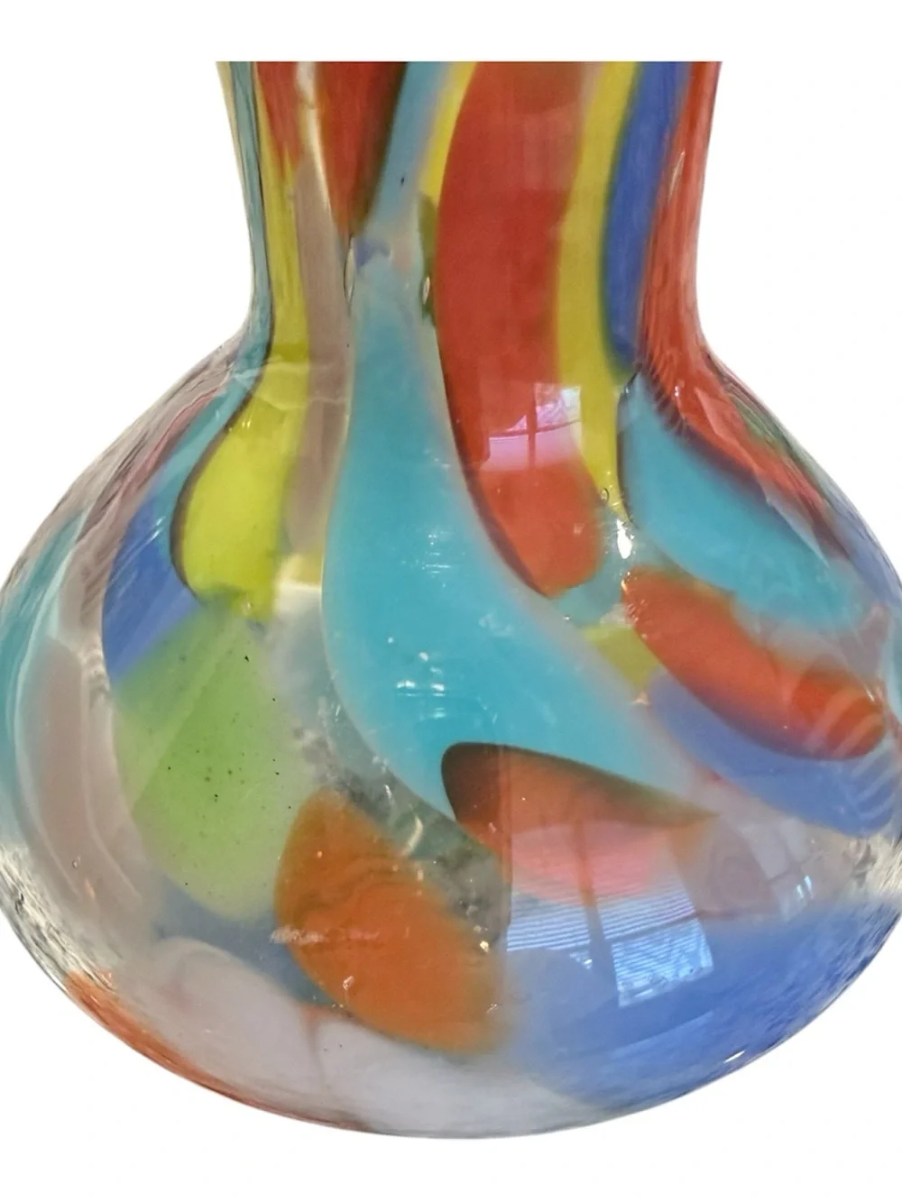 Cá d'Oro Murano-style art handblown glass vase with a multicolor confetti design